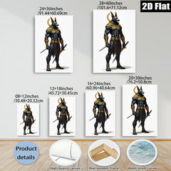 2D flat 1pc Egyptian Anubis God Warrior Portrait Wall Art Canvas Prints for Living Room Bedroom Home Decor Modern Farmhouse Gallery Wrapped Timeless