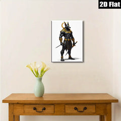 2D flat 1pc Egyptian Anubis God Warrior Portrait Wall Art Canvas Prints for Living Room Bedroom Home Decor Modern Farmhouse Gallery Wrapped Timeless