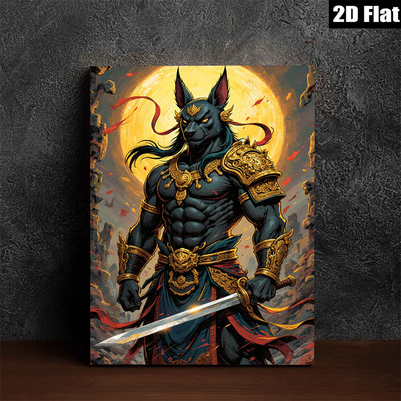 2D flat 1pc Egyptian God Anubis Warrior Portrait Wall Art Canvas Prints for Living Room Bedroom Home Decor Modern Farmhouse Rustic Gallery Wrapped