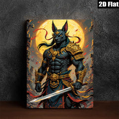 2D flat 1pc Egyptian God Anubis Warrior Portrait Wall Art Canvas Prints for Living Room Bedroom Home Decor Modern Farmhouse Rustic Gallery Wrapped