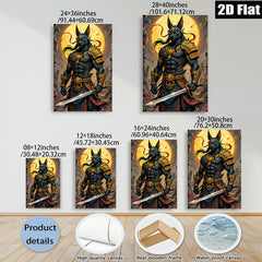 2D flat 1pc Egyptian God Anubis Warrior Portrait Wall Art Canvas Prints for Living Room Bedroom Home Decor Modern Farmhouse Rustic Gallery Wrapped