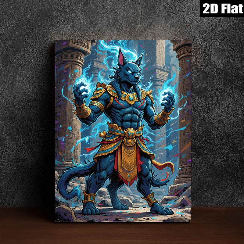 2D flat 1pc Egyptian God Anubis Warrior Portrait Wall Art Decor Living Room Bedroom Canvas Prints Modern Farmhouse Style Aesthetic Room Decor Gift Idea
