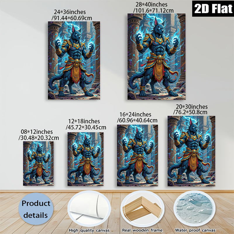 2D flat 1pc Egyptian God Anubis Warrior Portrait Wall Art Decor Living Room Bedroom Canvas Prints Modern Farmhouse Style Aesthetic Room Decor Gift Idea
