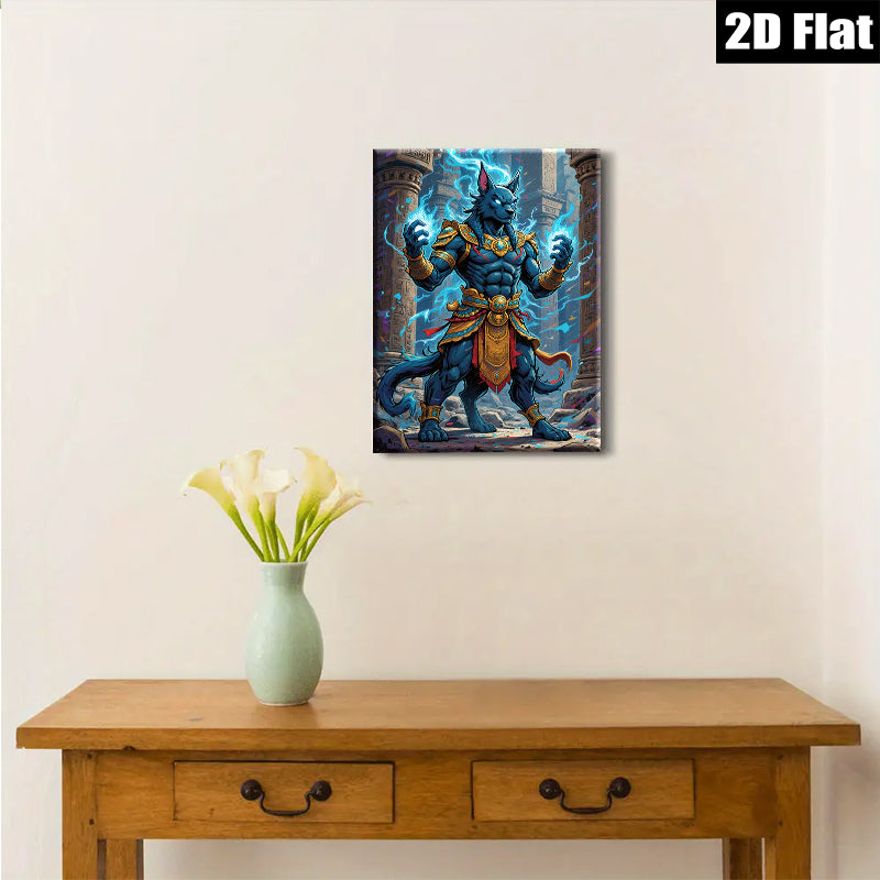 2D flat 1pc Egyptian God Anubis Warrior Portrait Wall Art Decor Living Room Bedroom Canvas Prints Modern Farmhouse Style Aesthetic Room Decor Gift Idea
