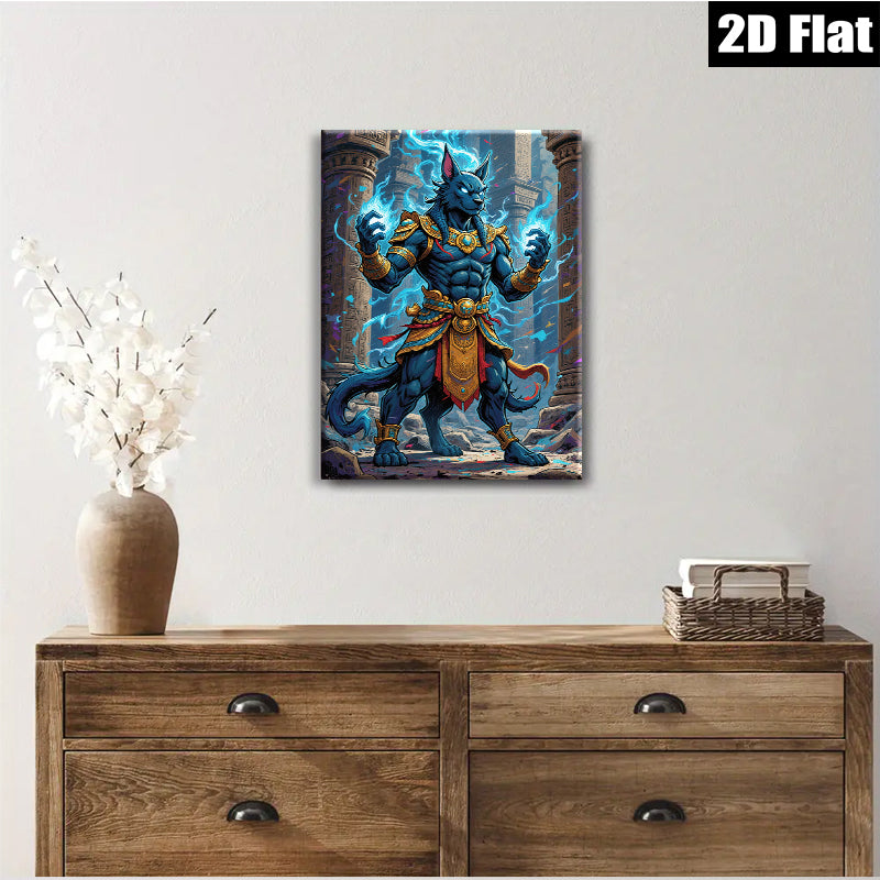 2D flat 1pc Egyptian God Anubis Warrior Portrait Wall Art Decor Living Room Bedroom Canvas Prints Modern Farmhouse Style Aesthetic Room Decor Gift Idea
