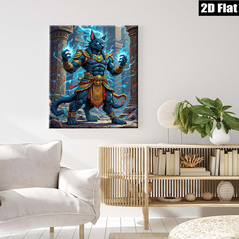 2D flat 1pc Egyptian God Anubis Warrior Portrait Wall Art Decor Living Room Bedroom Canvas Prints Modern Farmhouse Style Aesthetic Room Decor Gift Idea