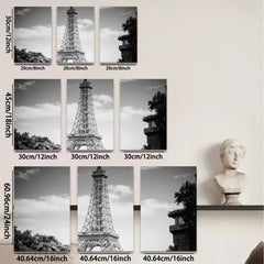 2D flat 1pc Eiffel Tower Paris Cityscape Wall Art Modern Home Decor Living Room Bedroom Canvas Prints Framed Ready to Hang Gallery Wrapped Large Size Artwork