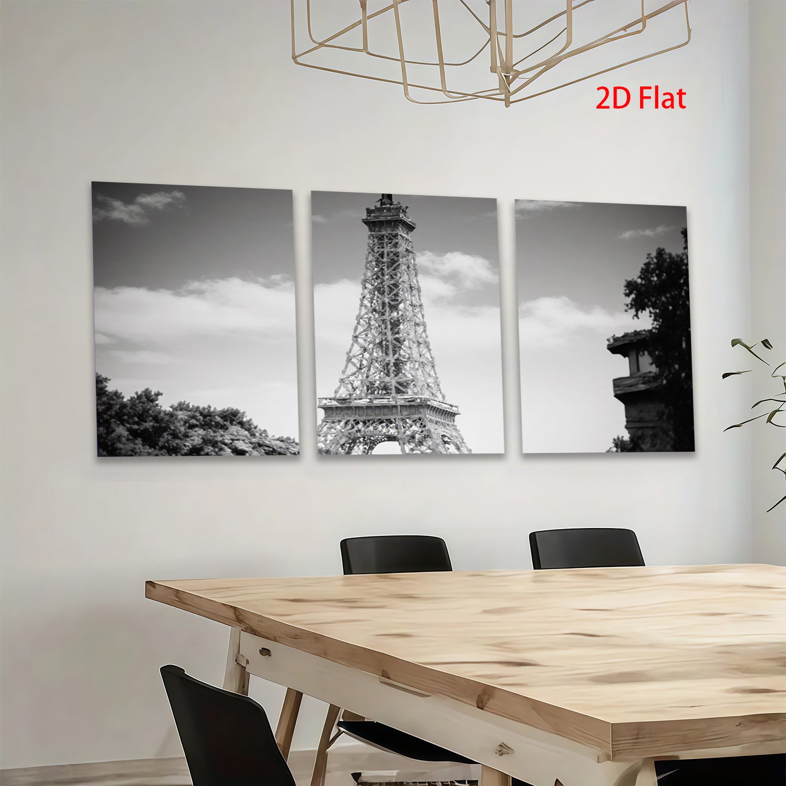 2D flat 1pc Eiffel Tower Paris Cityscape Wall Art Modern Home Decor Living Room Bedroom Canvas Prints Framed Ready to Hang Gallery Wrapped Large Size Artwork