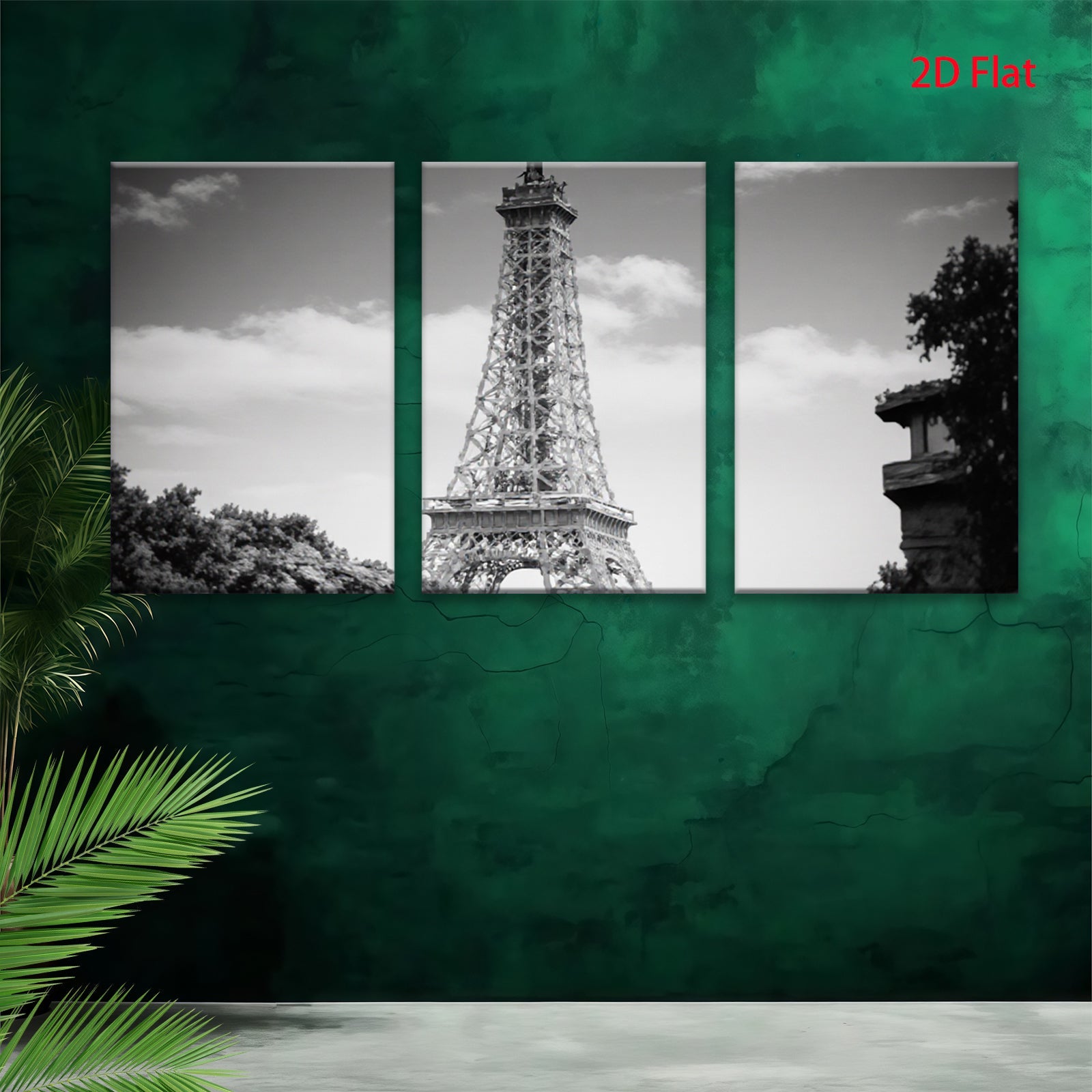 2D flat 1pc Eiffel Tower Paris Cityscape Wall Art Modern Home Decor Living Room Bedroom Canvas Prints Framed Ready to Hang Gallery Wrapped Large Size Artwork