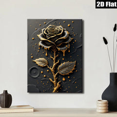 2D flat 1pc Elegant Black Rose Bloom Wall Art Decor for Living Room Bedroom Modern Farmhouse Gallery Wrapped Canvas Prints Ready to Hang