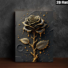 2D flat 1pc Elegant Black Rose Bloom Wall Art Decor for Living Room Bedroom Modern Farmhouse Gallery Wrapped Canvas Prints Ready to Hang