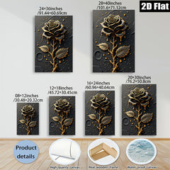 2D flat 1pc Elegant Black Rose Bloom Wall Art Decor for Living Room Bedroom Modern Farmhouse Gallery Wrapped Canvas Prints Ready to Hang