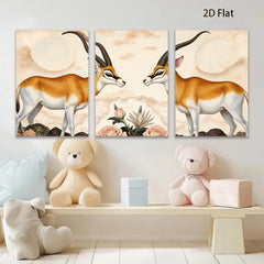 2D flat 1pc Elegant Gazelle Portrait Botanical Wall Art Living Room Bedroom Home Decor Gallery Wrapped Canvas Prints Modern Farmhouse Style