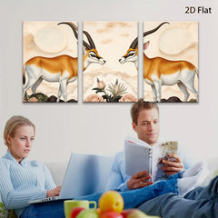 2D flat 1pc Elegant Gazelle Portrait Botanical Wall Art Living Room Bedroom Home Decor Gallery Wrapped Canvas Prints Modern Farmhouse Style