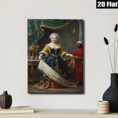 2D flat 1pc Elegant Portrait Lady Historical Costume Wall Art Decor Living Room Bedroom Gallery Wrapped Canvas Print Modern Farmhouse Style