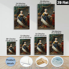 2D flat 1pc Elegant Portrait Lady Historical Costume Wall Art Decor Living Room Bedroom Gallery Wrapped Canvas Print Modern Farmhouse Style