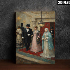 2D flat 1pc Elegant Victorian Couple Portrait Grand Ballroom Scene Wall Decor Living Room Bedroom Art Prints Canvas Paintings Modern Farmhouse Style