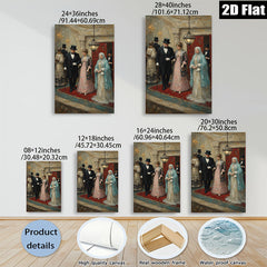 2D flat 1pc Elegant Victorian Couple Portrait Grand Ballroom Scene Wall Decor Living Room Bedroom Art Prints Canvas Paintings Modern Farmhouse Style