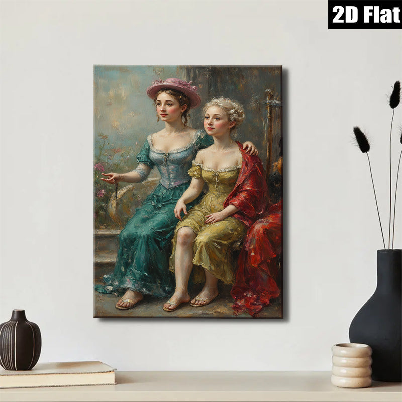 2D flat 1pc Elegant Victorian Ladies Portrait Wall Art Canvas Prints for Living Room Bedroom Home Decor Gallery Wrapped Art Chic Farmhouse Style
