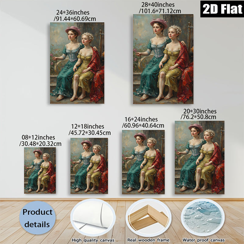 2D flat 1pc Elegant Victorian Ladies Portrait Wall Art Canvas Prints for Living Room Bedroom Home Decor Gallery Wrapped Art Chic Farmhouse Style