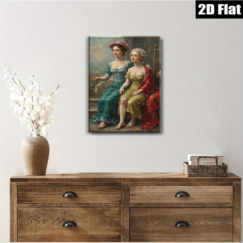 2D flat 1pc Elegant Victorian Ladies Portrait Wall Art Canvas Prints for Living Room Bedroom Home Decor Gallery Wrapped Art Chic Farmhouse Style