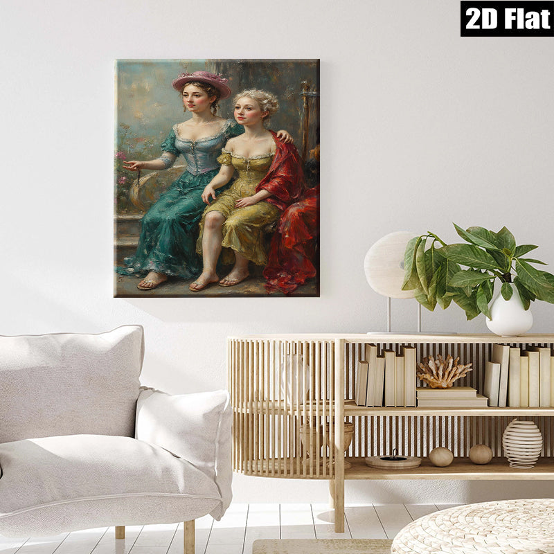 2D flat 1pc Elegant Victorian Ladies Portrait Wall Art Canvas Prints for Living Room Bedroom Home Decor Gallery Wrapped Art Chic Farmhouse Style
