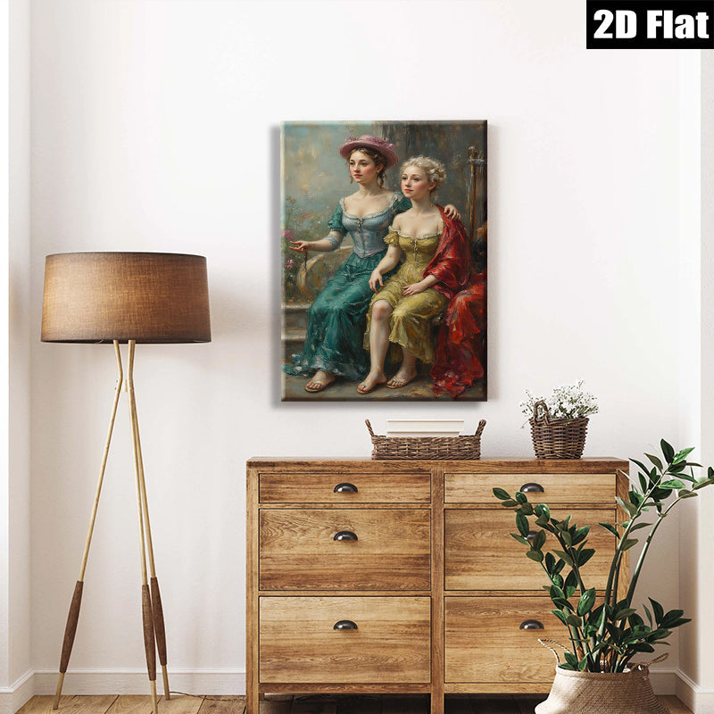2D flat 1pc Elegant Victorian Ladies Portrait Wall Art Canvas Prints for Living Room Bedroom Home Decor Gallery Wrapped Art Chic Farmhouse Style