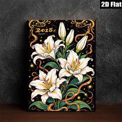 2D flat 1pc Elegant White Lilies Floral Wall Art Canvas Prints for Living Room Bedroom Bathroom Decor Farmhouse Style Modern Home Decorations