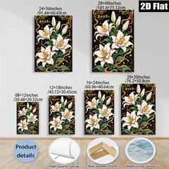 2D flat 1pc Elegant White Lilies Floral Wall Art Canvas Prints for Living Room Bedroom Bathroom Decor Farmhouse Style Modern Home Decorations