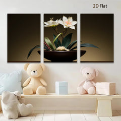 2D flat 1pc Elegant White Lily Floral Still Life Botanical Wall Art Decor for Living Room Bedroom Modern Farmhouse Gallery Wrapped Canvas Prints