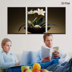 2D flat 1pc Elegant White Lily Floral Still Life Botanical Wall Art Decor for Living Room Bedroom Modern Farmhouse Gallery Wrapped Canvas Prints