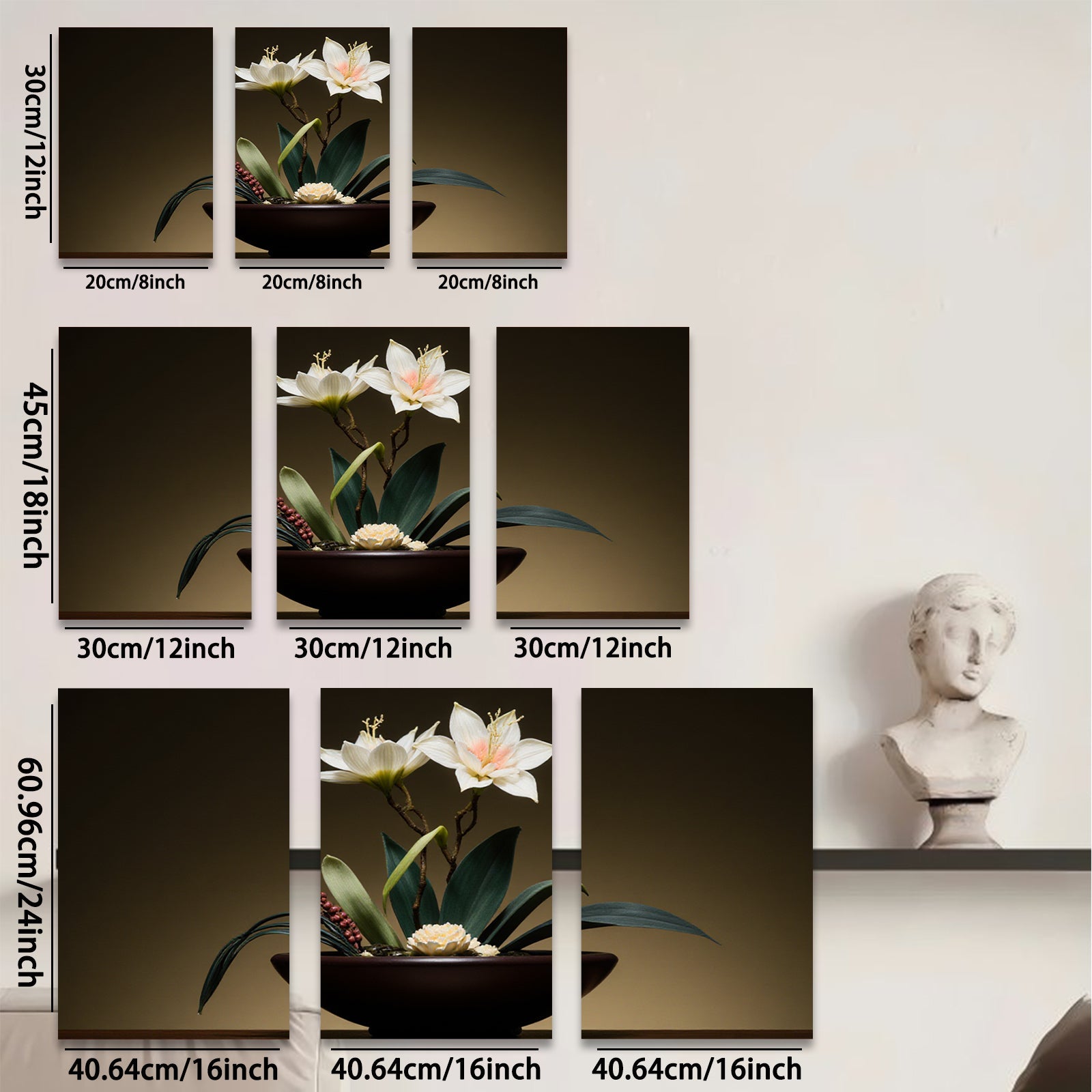 2D flat 1pc Elegant White Lily Floral Still Life Botanical Wall Art Decor for Living Room Bedroom Modern Farmhouse Gallery Wrapped Canvas Prints