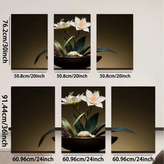 2D flat 1pc Elegant White Lily Floral Still Life Botanical Wall Art Decor for Living Room Bedroom Modern Farmhouse Gallery Wrapped Canvas Prints