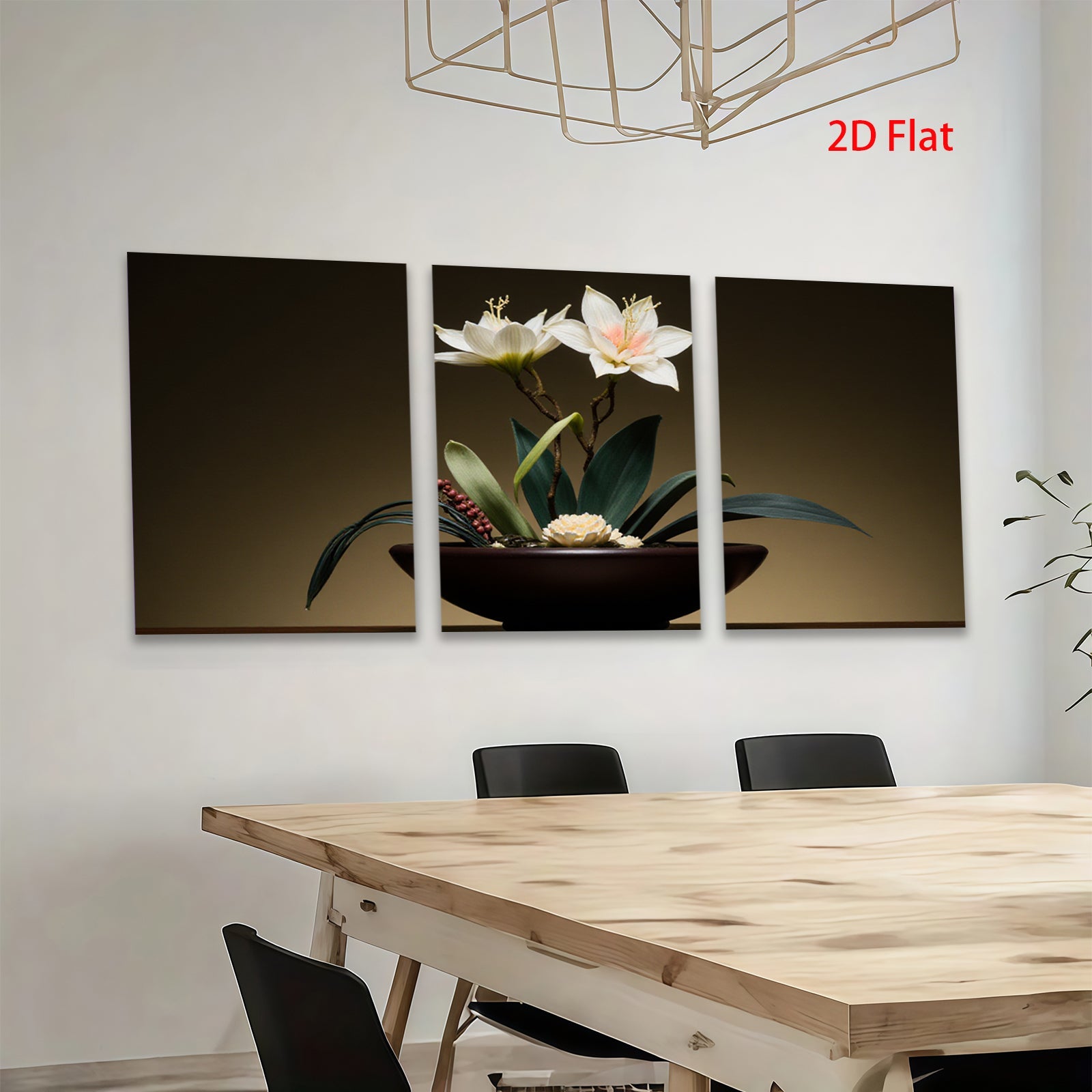 2D flat 1pc Elegant White Lily Floral Still Life Botanical Wall Art Decor for Living Room Bedroom Modern Farmhouse Gallery Wrapped Canvas Prints