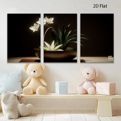 2D flat 1pc Elegant White Orchid Bloom Botanical Wall Art Living Room Bedroom Decor Modern Farmhouse Style Canvas Prints Cozy Home Accents