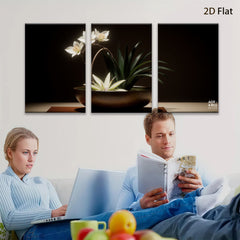 2D flat 1pc Elegant White Orchid Bloom Botanical Wall Art Living Room Bedroom Decor Modern Farmhouse Style Canvas Prints Cozy Home Accents