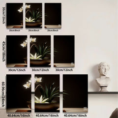 2D flat 1pc Elegant White Orchid Bloom Botanical Wall Art Living Room Bedroom Decor Modern Farmhouse Style Canvas Prints Cozy Home Accents