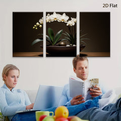 2D flat 1pc Elegant White Orchid Botanical Wall Art Living Room Bedroom Home Decor Farmhouse Style Gallery Wrapped Canvas Prints Modern Minimalist Art