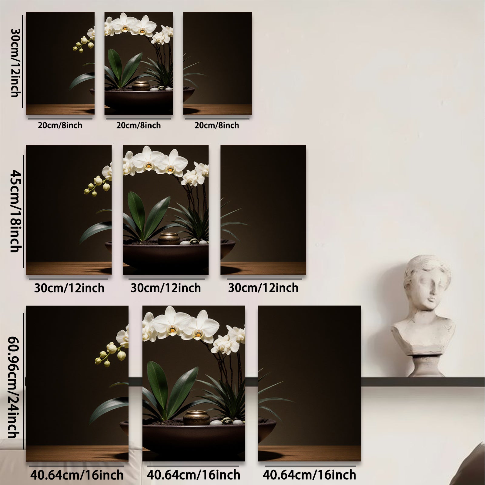 2D flat 1pc Elegant White Orchid Botanical Wall Art Living Room Bedroom Home Decor Farmhouse Style Gallery Wrapped Canvas Prints Modern Minimalist Art