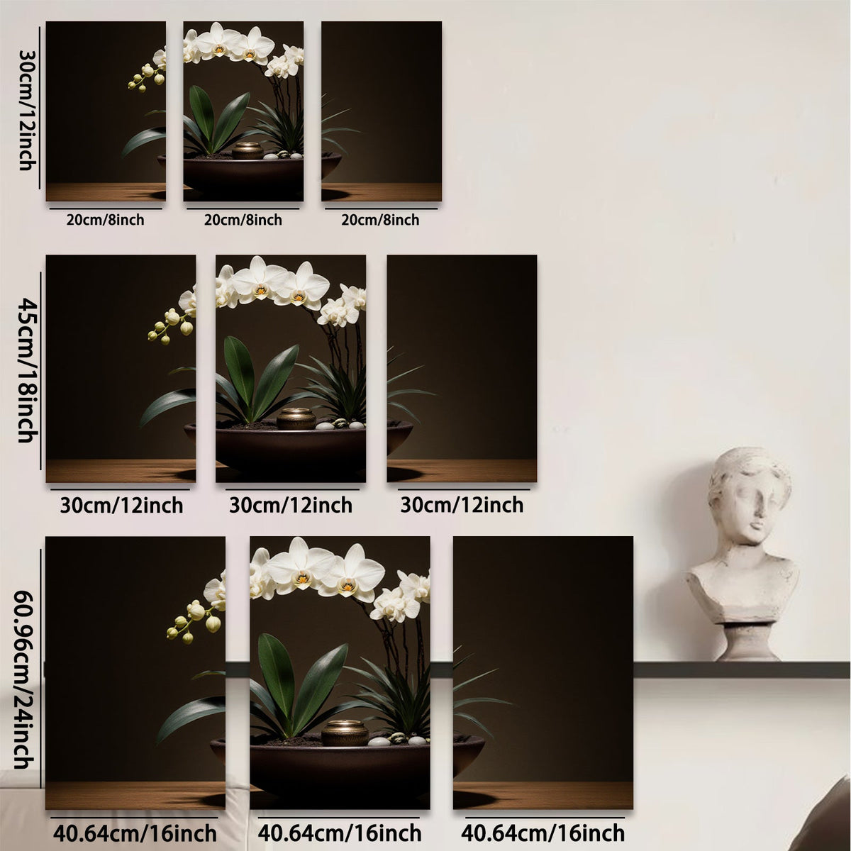 2D flat 1pc Elegant White Orchid Botanical Wall Art Living Room Bedroom Home Decor Farmhouse Style Gallery Wrapped Canvas Prints Modern Minimalist Art