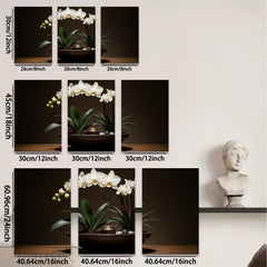 2D flat 1pc Elegant White Orchid Botanical Wall Art Living Room Bedroom Home Decor Farmhouse Style Gallery Wrapped Canvas Prints Modern Minimalist Art