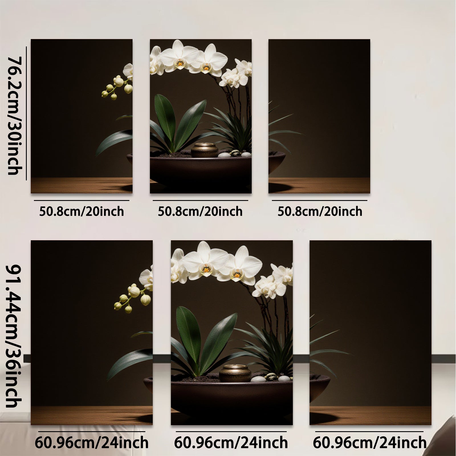 2D flat 1pc Elegant White Orchid Botanical Wall Art Living Room Bedroom Home Decor Farmhouse Style Gallery Wrapped Canvas Prints Modern Minimalist Art