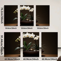 2D flat 1pc Elegant White Orchid Botanical Wall Art Living Room Bedroom Home Decor Farmhouse Style Gallery Wrapped Canvas Prints Modern Minimalist Art