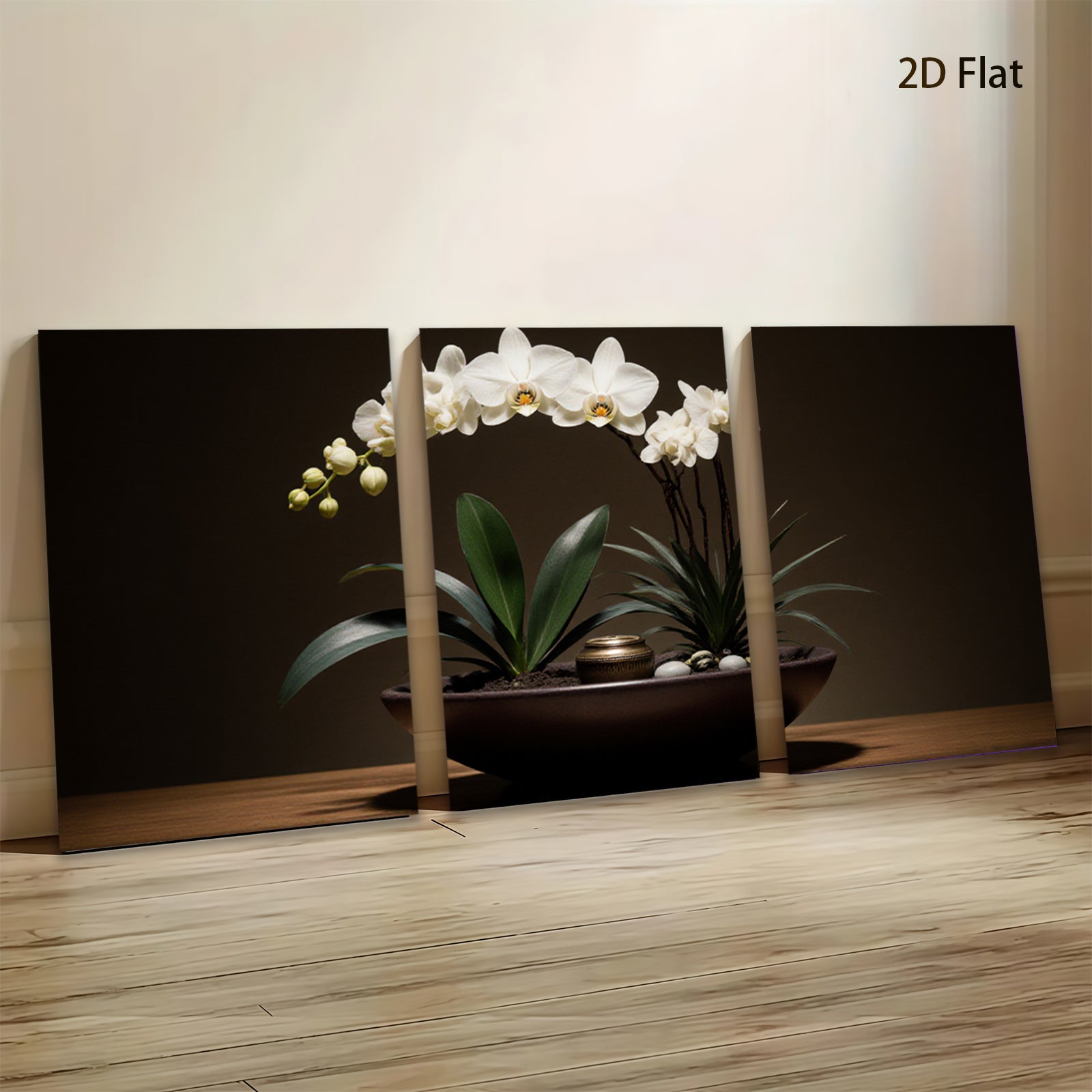 2D flat 1pc Elegant White Orchid Botanical Wall Art Living Room Bedroom Home Decor Farmhouse Style Gallery Wrapped Canvas Prints Modern Minimalist Art