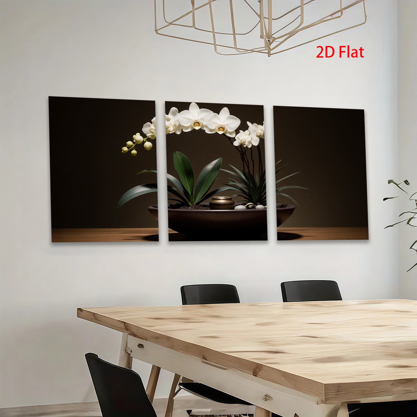 2D flat 1pc Elegant White Orchid Botanical Wall Art Living Room Bedroom Home Decor Farmhouse Style Gallery Wrapped Canvas Prints Modern Minimalist Art