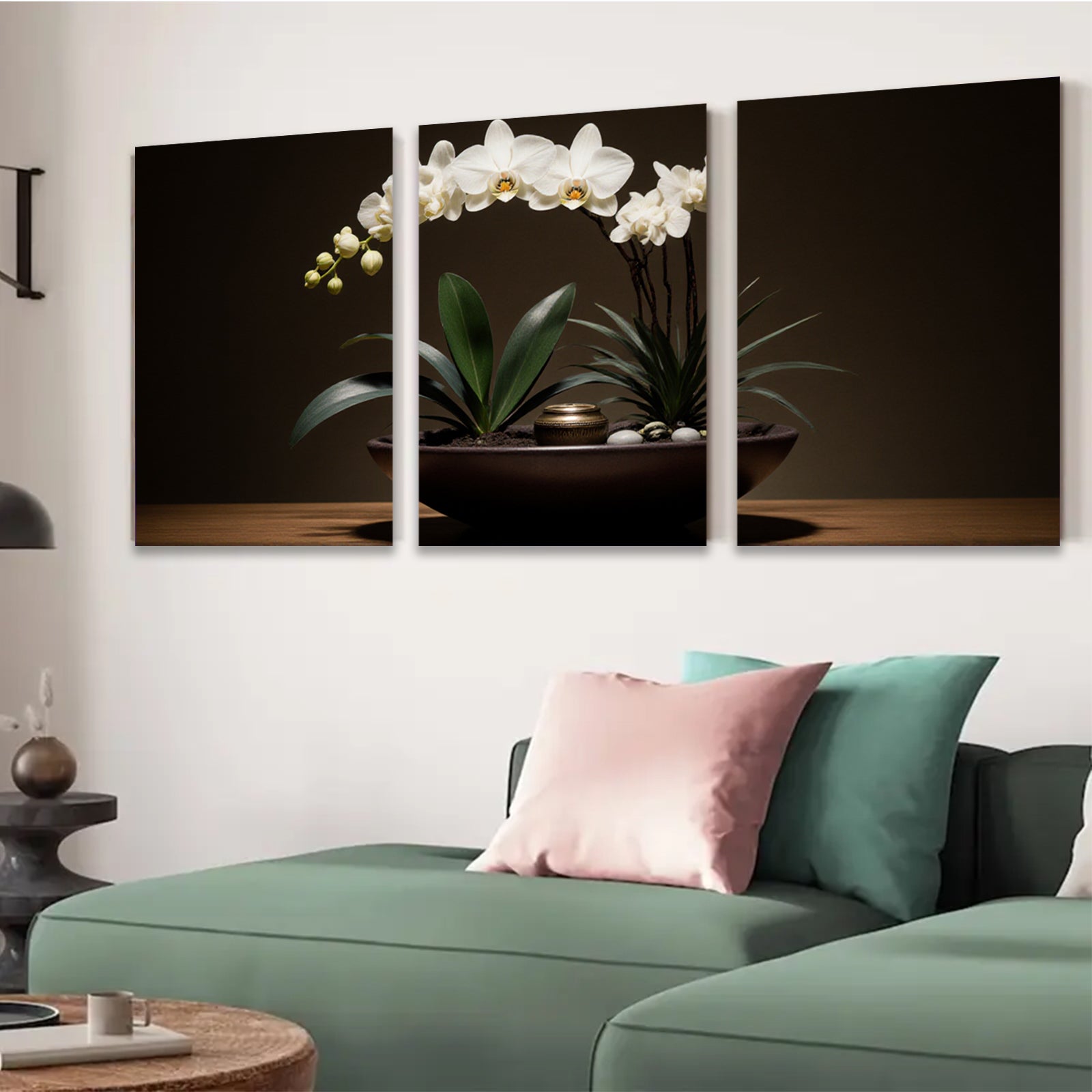 2D flat 1pc Elegant White Orchid Botanical Wall Art Living Room Bedroom Home Decor Farmhouse Style Gallery Wrapped Canvas Prints Modern Minimalist Art