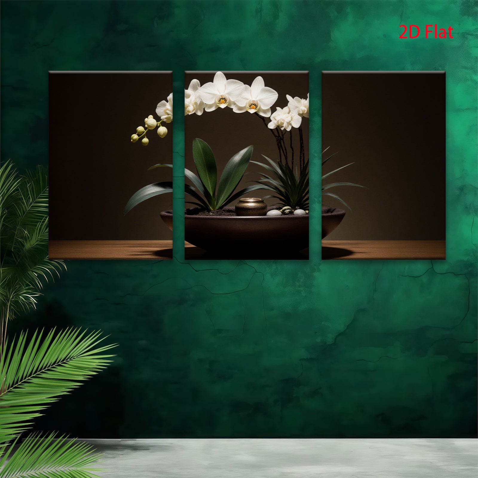 2D flat 1pc Elegant White Orchid Botanical Wall Art Living Room Bedroom Home Decor Farmhouse Style Gallery Wrapped Canvas Prints Modern Minimalist Art
