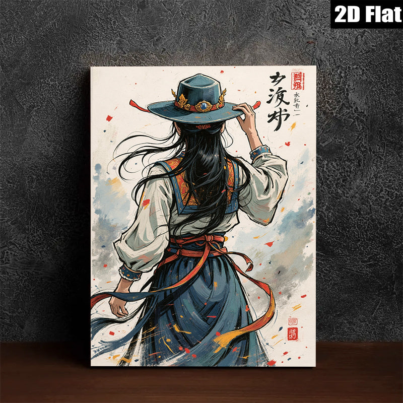 2D flat 1pc Elegant Woman Back View Portrait Wall Art Decor for Living Room Bedroom Gallery Wrapped Canvas Prints Modern Farmhouse Aesthetic Home Décor