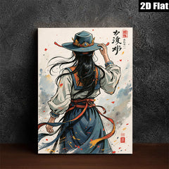 2D flat 1pc Elegant Woman Back View Portrait Wall Art Decor for Living Room Bedroom Gallery Wrapped Canvas Prints Modern Farmhouse Aesthetic Home Décor