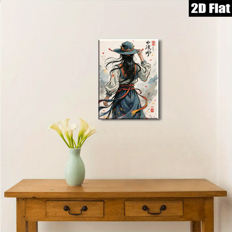 2D flat 1pc Elegant Woman Back View Portrait Wall Art Decor for Living Room Bedroom Gallery Wrapped Canvas Prints Modern Farmhouse Aesthetic Home Décor